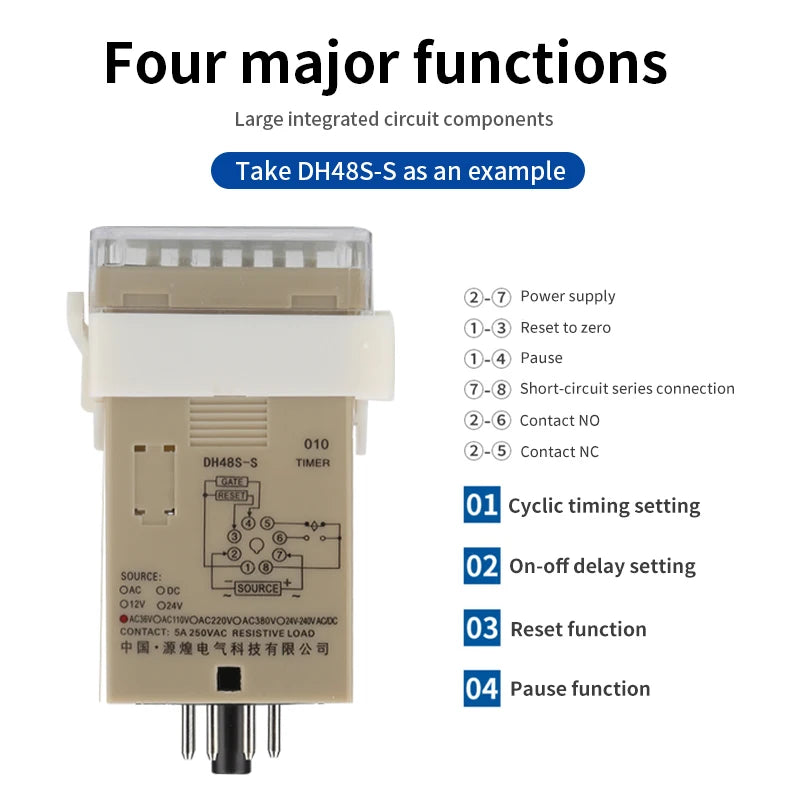 Digital LED Programmable Delay Timer DH48S with Socket Base Programmable Timer Relay Axl