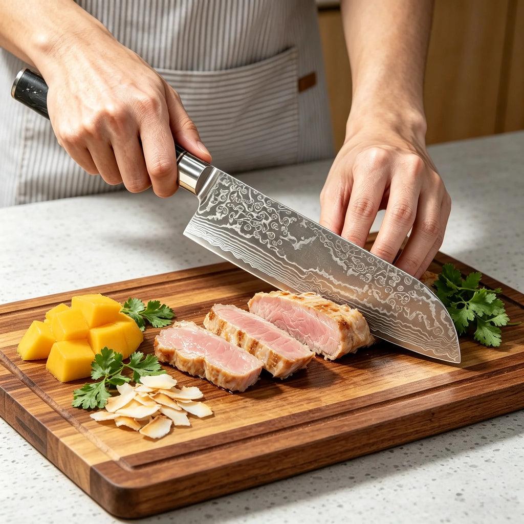 67-Layer Damascus Steel Santoku Knife – Sharp Chef Kitchen Knife Damascus Santoku Knife Axl