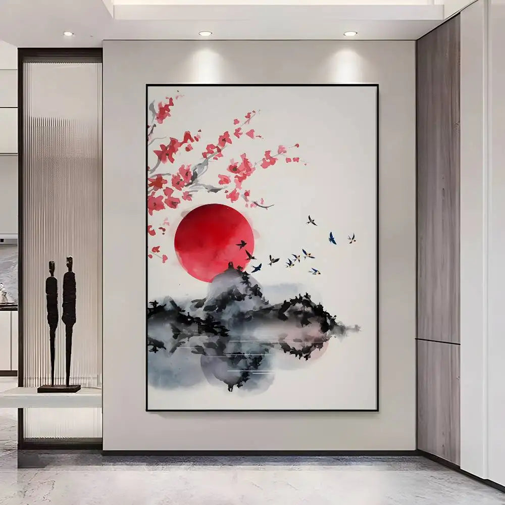 Landscape Ink Painting Poster – Waterproof Self-Adhesive Wall Art Wall Art Poster Axl z1 15X20cmNoframe