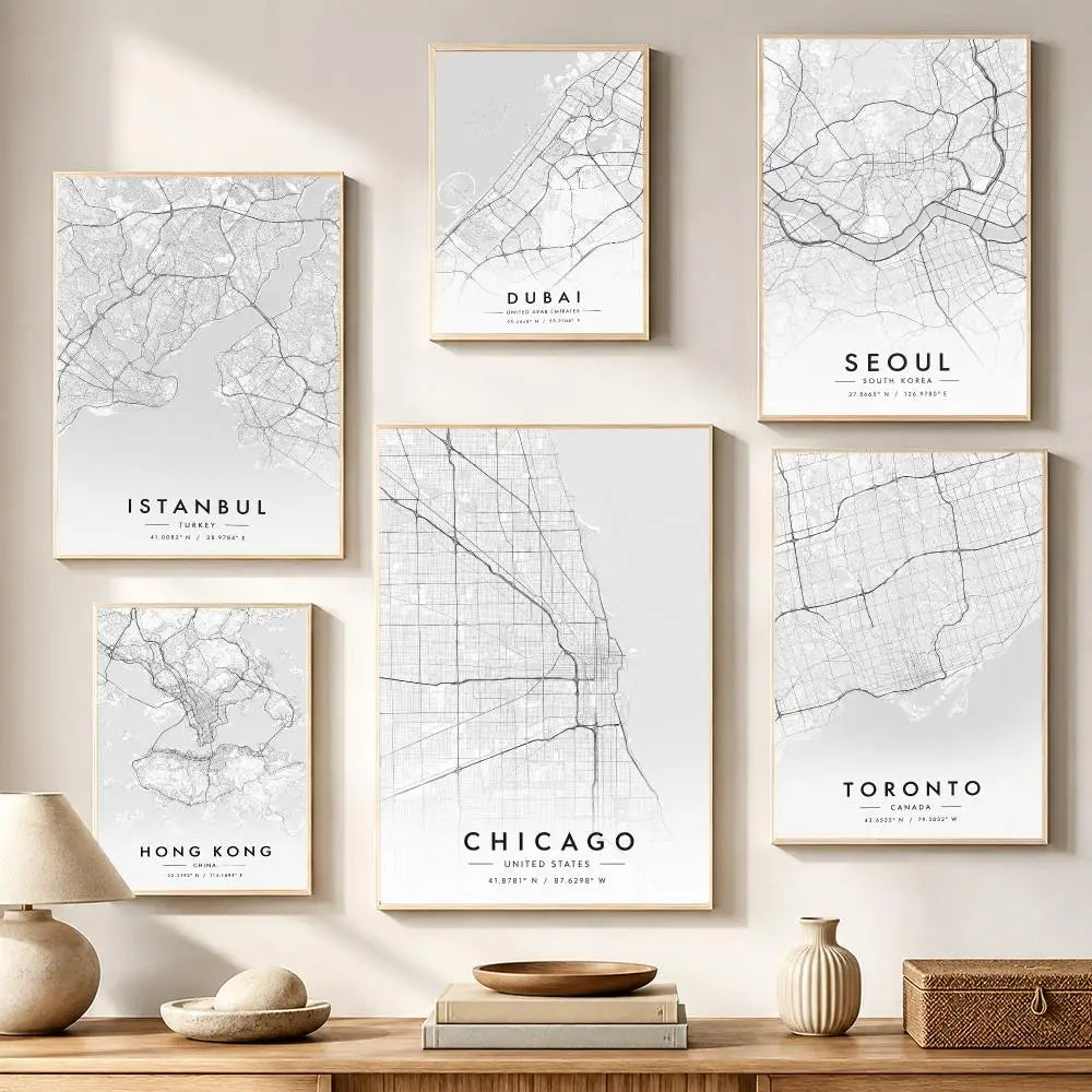 City Map Art Poster – HD Waterproof Wall Sticker Décor Wall Art Sticker Axl