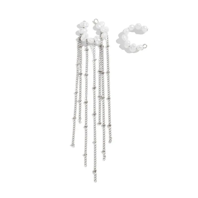 Pearl Long Tassel Ear Cuff Clip – No Piercing Women's Earrings Ear Cuff Earrings Axl