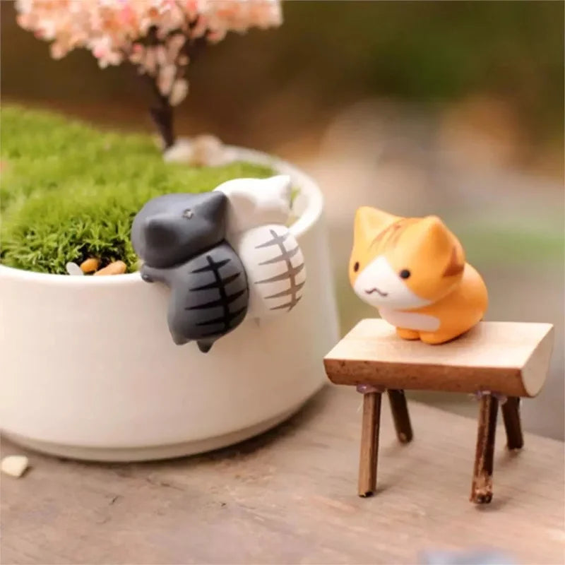 6-Piece Lucky Cat Miniature Figurines – Bonsai Garden Decor Miniature Figurine Set Axl