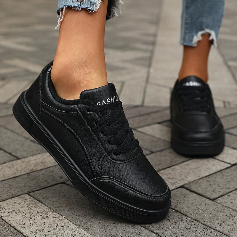 AZGB Women's Black Low Top Sneakers – Lace-Up Casual Shoes Women's Sneakers Axl All Black 37