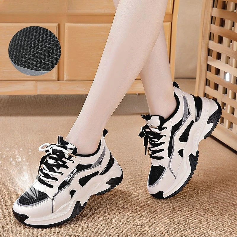 YEAE Women's Retro Platform Sneakers – Casual Lace-Up Shoes Platform Sneakers Axl