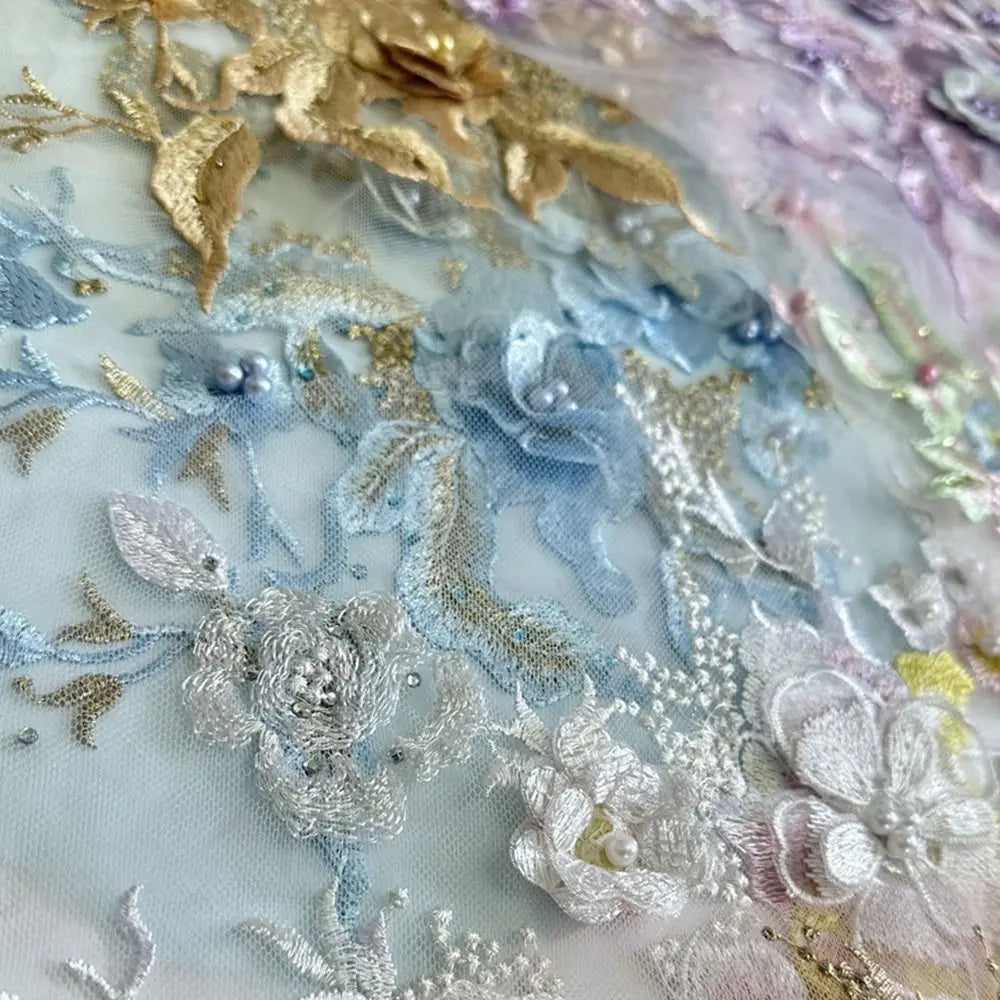 3D Floral Embroidered Lace Applique Patch – DIY Sewing Fabric Lace Fabric Applique Axl