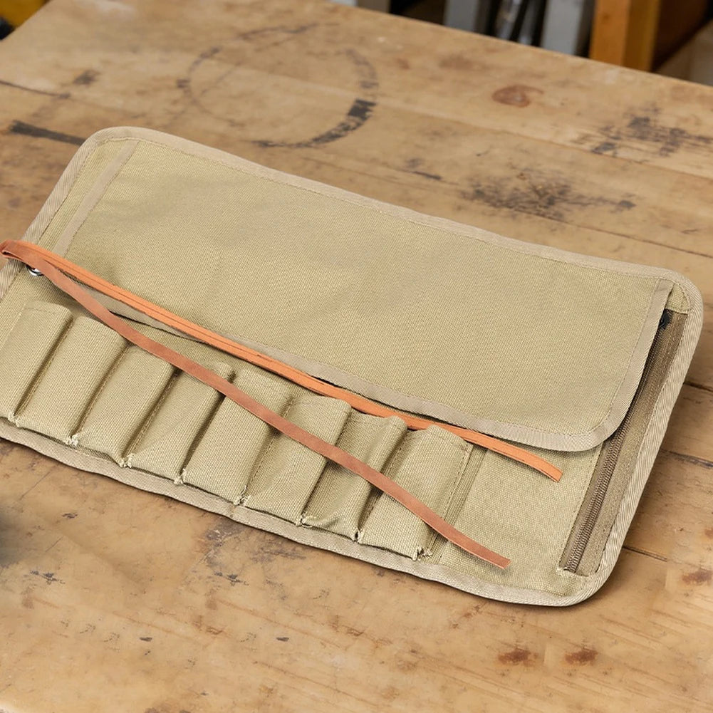 8-Compartment Roll-Up Tool Bag – Canvas Tool Storage Pouch Roll-Up Tool Bag Axl