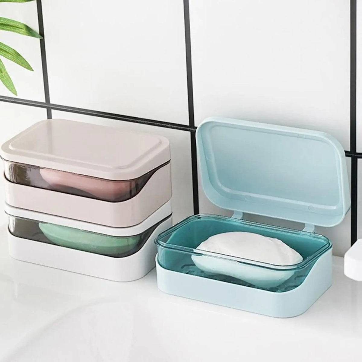 Portable Double Layer Travel Soap Box with Lid & Drainage Travel Soap Case Axl