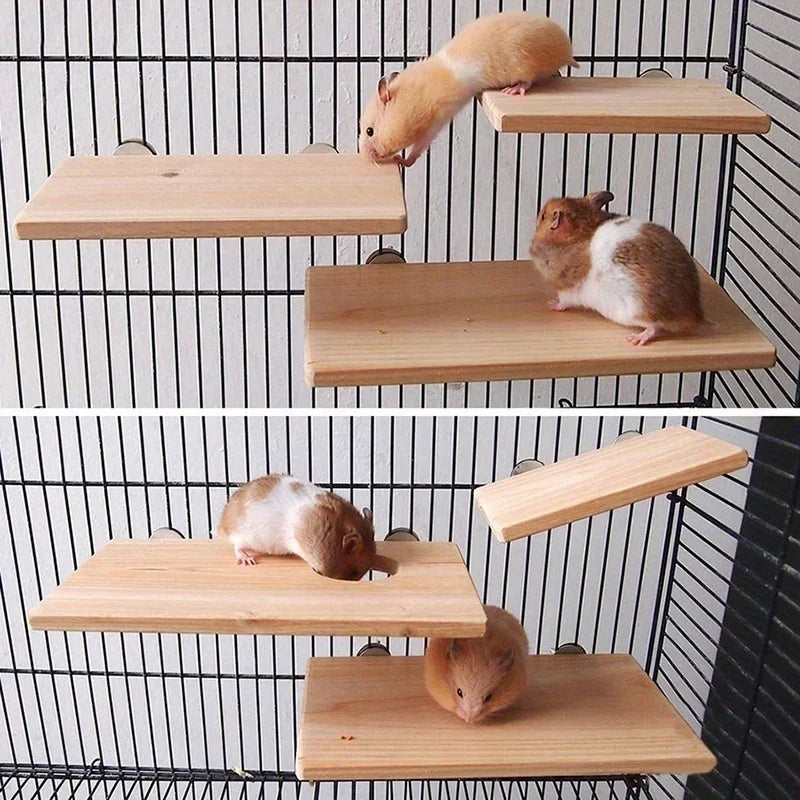 Wood Perch Stand Platform – Cage Shelf for Parrots & Hamsters Cage Perch Platform Axl