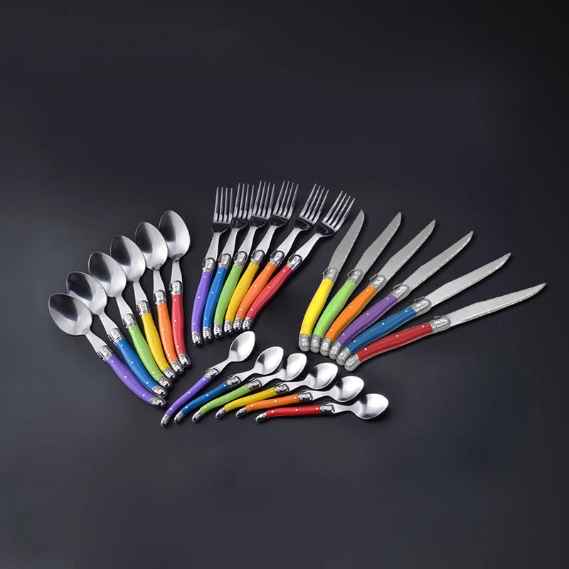 Rainbow Laguiole Cutlery Set 4–24 Pcs | Stainless Steel Flatware Flatware Set Axl