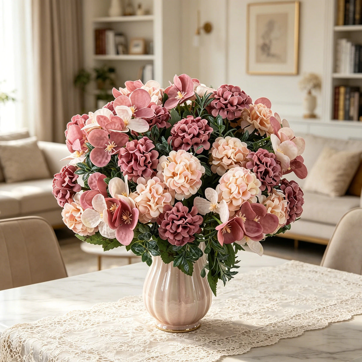 Artificial Silk Hydrangea Bouquet – Wedding & Home Décor Artificial Flower Bouquet Axl