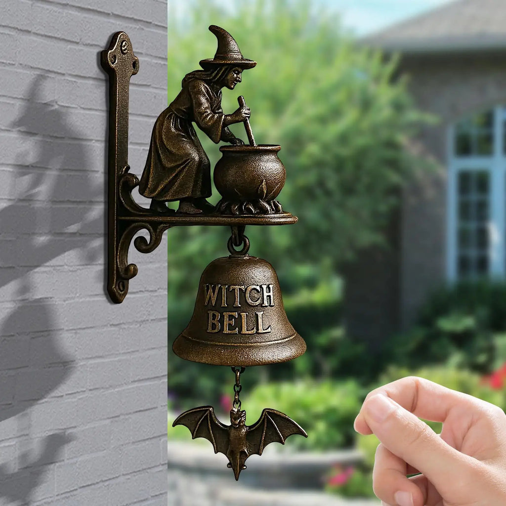 Witch Dachshund Outdoor Dinner Bell | Retro Farmhouse Door Chime Decorative Door Bell Axl