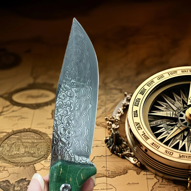 Damascus Steel Hunting Knife – 67-Layer VG10 Fixed Blade Fixed Blade Knife Axl