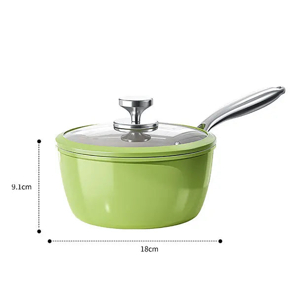 PGY Ceramic Nonstick Saucepan with Lid | 16/18/20cm All Cooktops Ceramic Nonstick Saucepan Axl 18cm Green