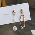 Baroque Asymmetric Pearl Drop Earrings – Geometric Style Pearl Drop Earrings Axl A1