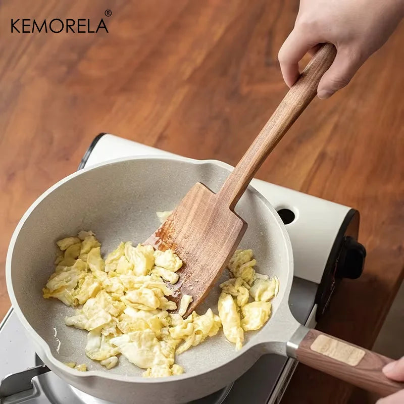 Acacia Wood Spatula for Non-Stick Pans | KEMORELA 1-2 Piece Set Wood Cooking Spatula Axl