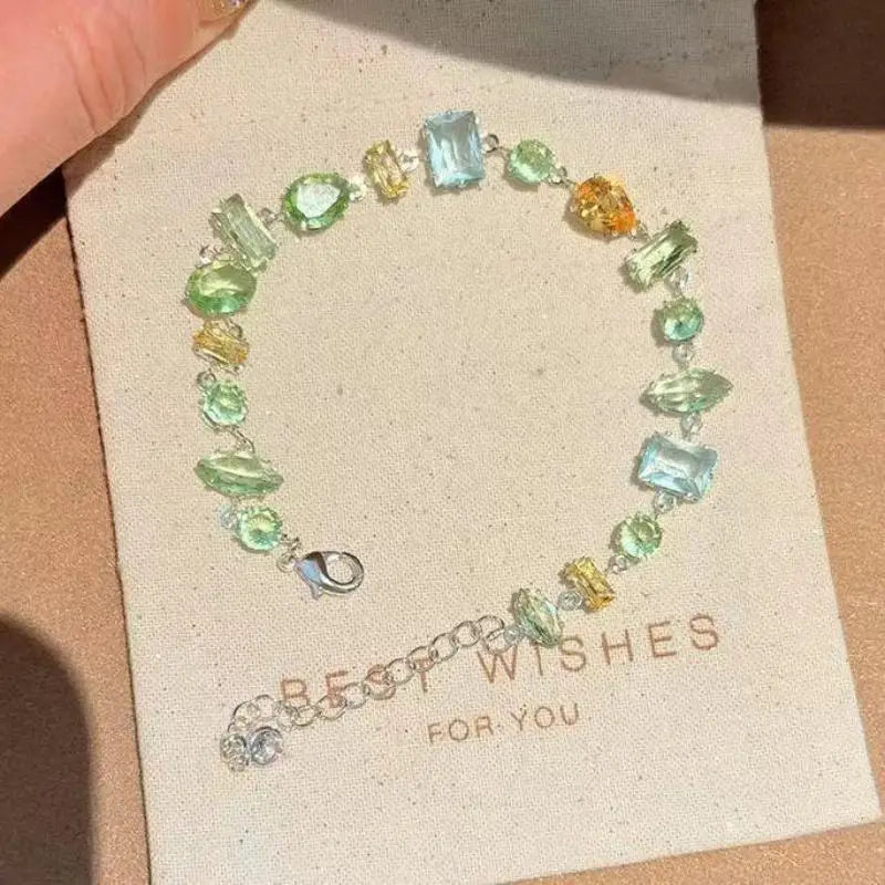 Colorful Crystal Zirconia Bracelet – Korean Style Women's Jewelry Fashion Bracelet Axl A8