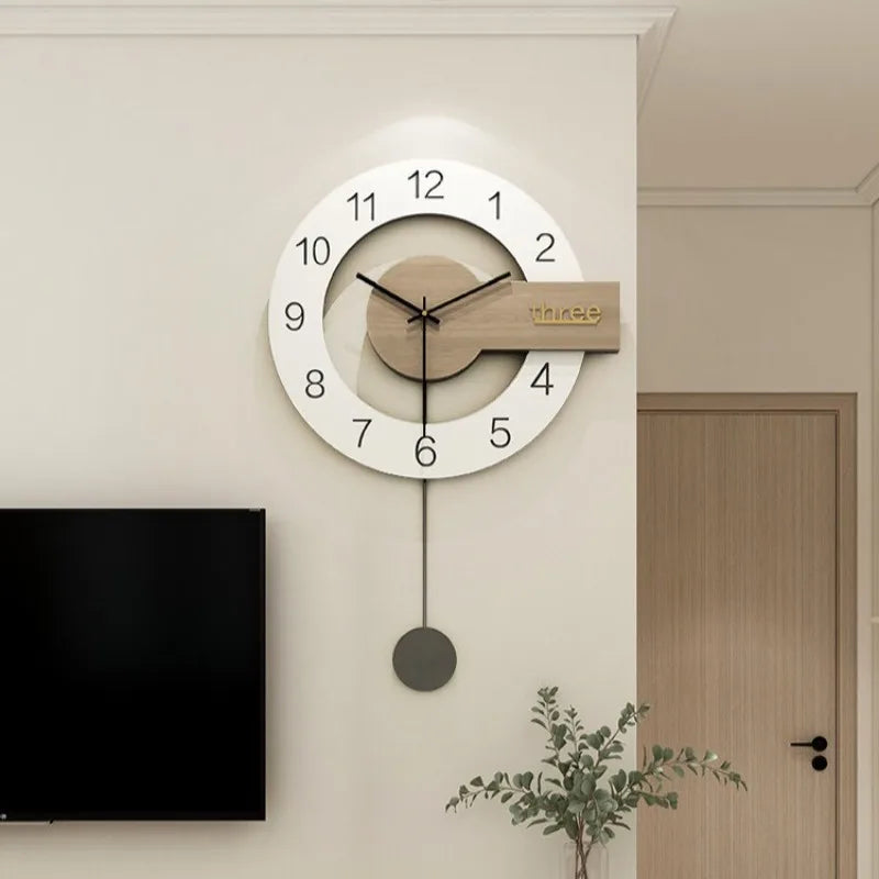 Modern Silent Pendulum Wall Clock – Wood & Acrylic Minimalist Pendulum Wall Clock Axl