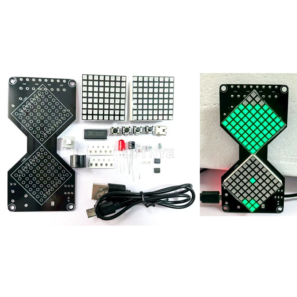 DIY LED Dot Matrix Electronic Hourglass Gravity Timer Kit DIY Electronics Kit Axl Green