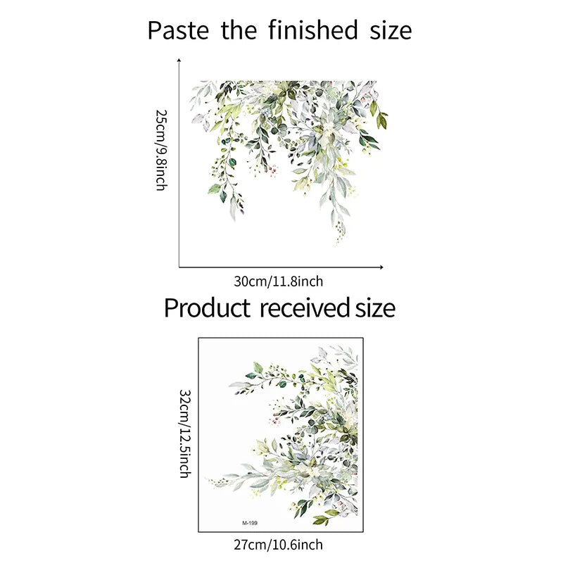 Green Leaf Wall Stickers – Peel & Stick Plant Decals for Home Wall Decal Sticker Axl