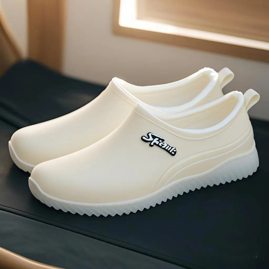 Women's Waterproof Plush Rain Shoes – Slip-On Galoshes Women's Rain Boots Axl 41 Khaki Fleece