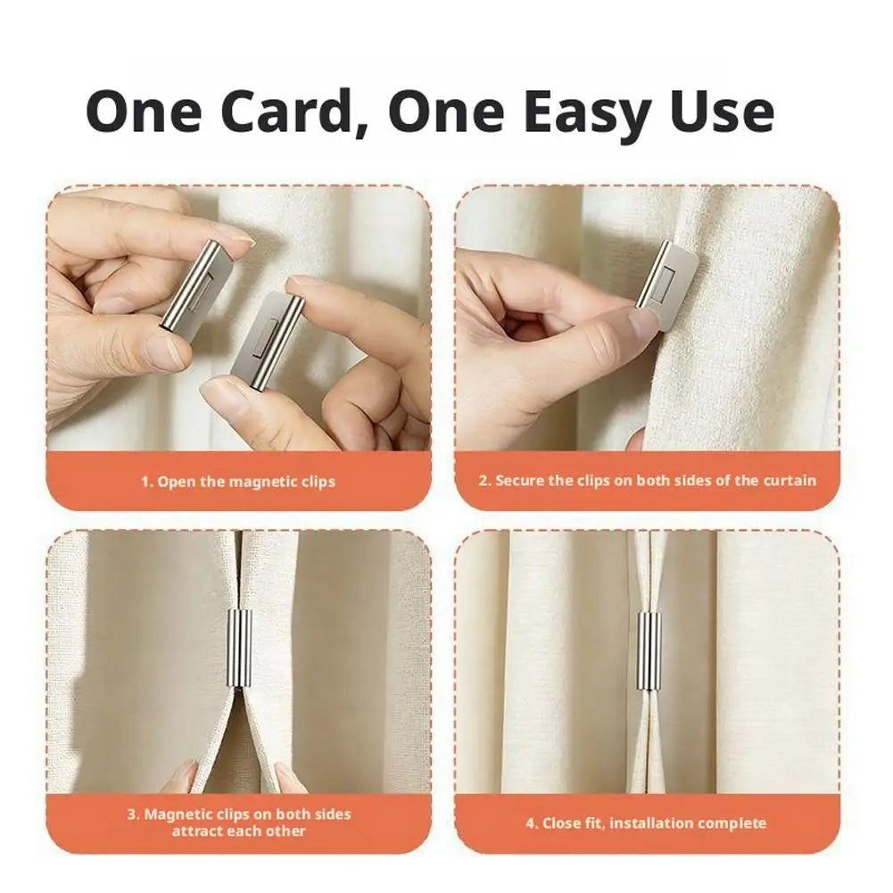Magnetic Curtain Clips – Drill-Free Fasteners | 6 or 10 Pairs Curtain Clips Axl