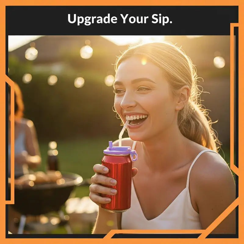Reusable PP Can Lids with Straw – Leak-Proof Soda Covers Can Lid Cover Axl