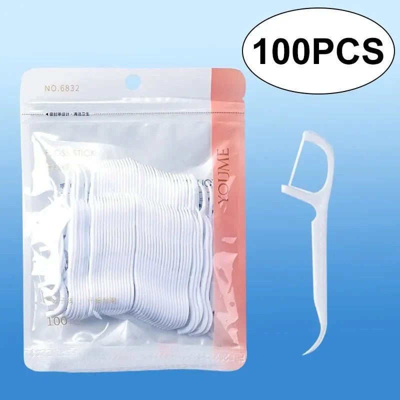 Disposable Dental Floss Picks 100/300/500 Pcs – Portable Flosser Dental Floss Picks Axl 100pcs