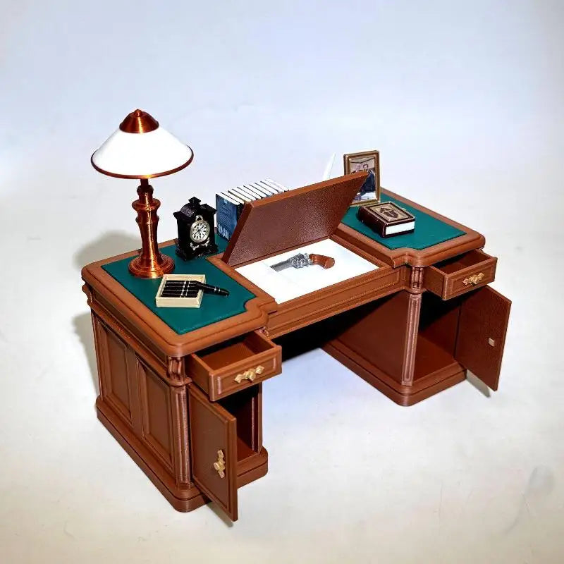 1:12 Dollhouse Miniature Vintage Office Desk & Chair Set – Retro Dollhouse Miniature Furniture Axl Default Title