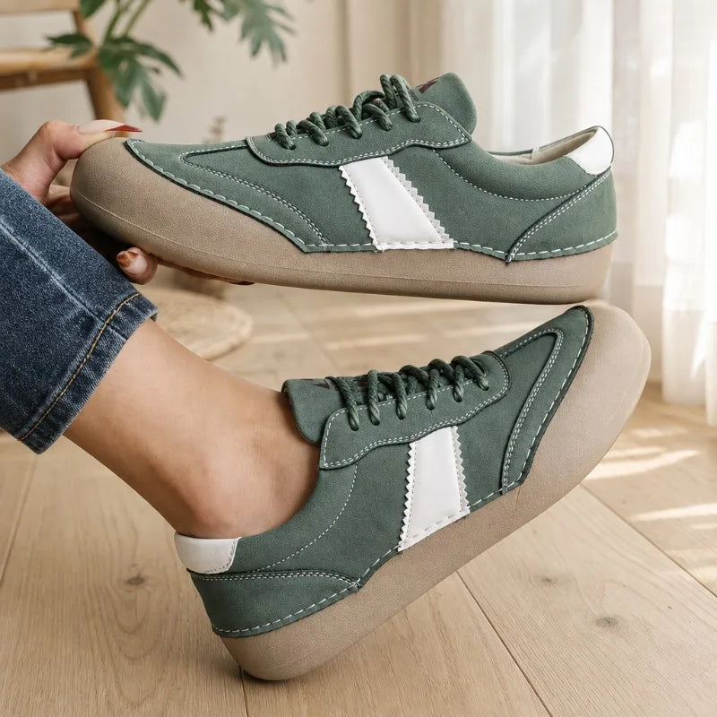 ZULIWAGN Women's Wide Toe Flat Casual Sneakers | Lace-Up Women's Flat Sneakers Axl