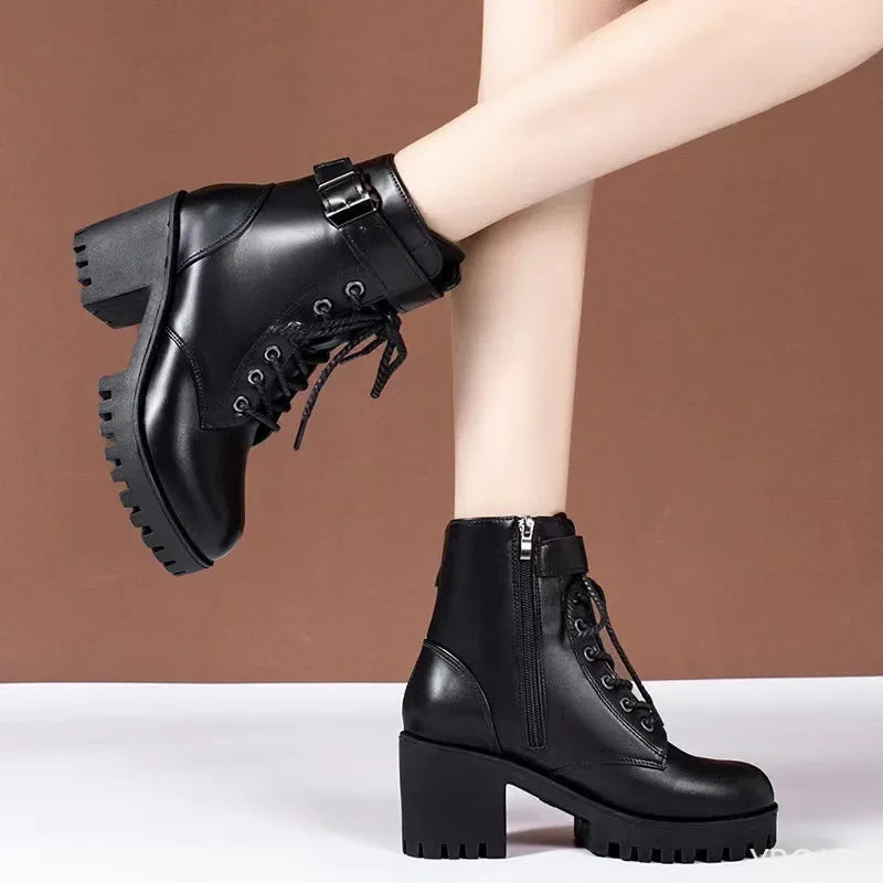Women's Side-Zip Ankle Boots – Square Heel Round Toe | YBQJOO Women's Ankle Boots Axl