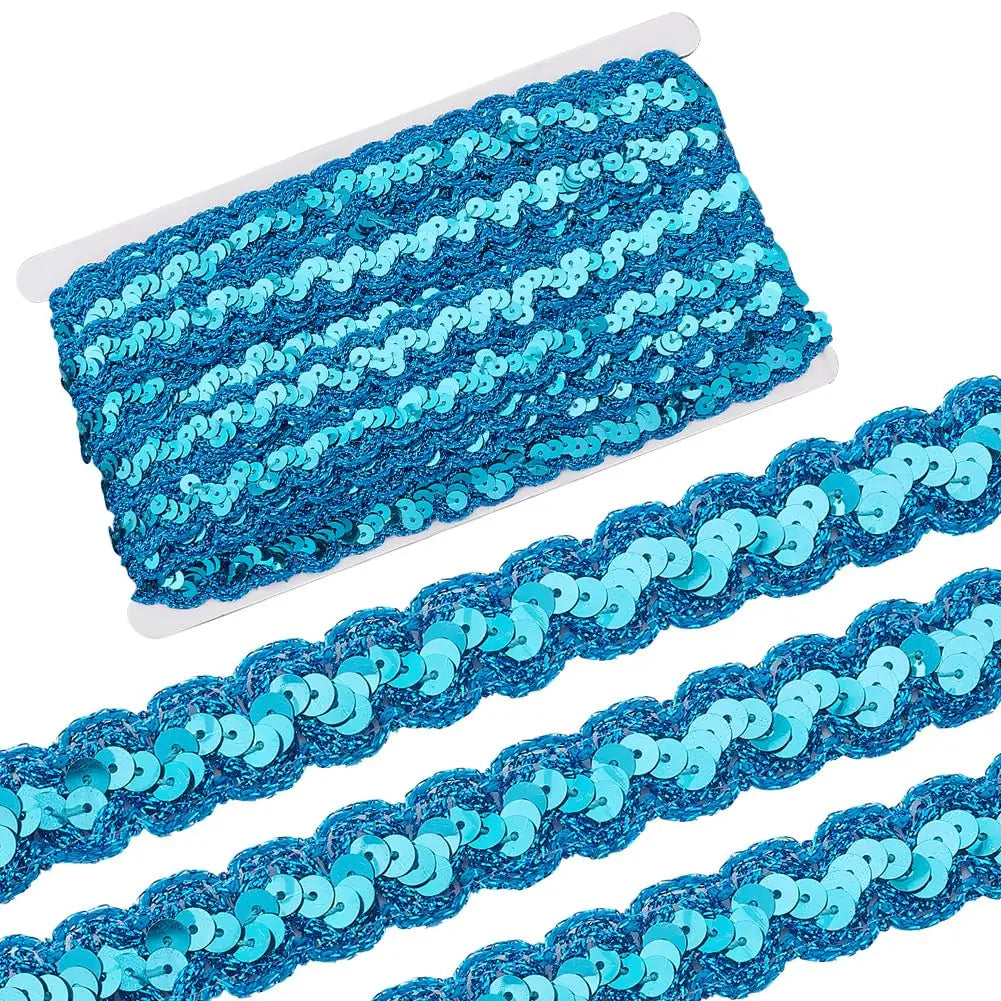 Blue Sparkle Sequin Lace Ribbon 23mm – 14.22 Yards Per Roll Sequin Lace Ribbon Axl AECH04-17766