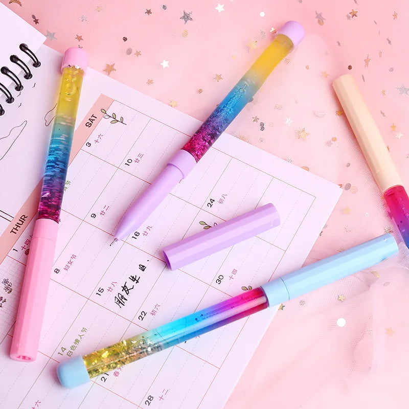 Glitter Liquid Quicksand Ballpoint Pens – 2-Pack Bling Set Novelty Ballpoint Pen Axl black 2pcs-RANDOM
