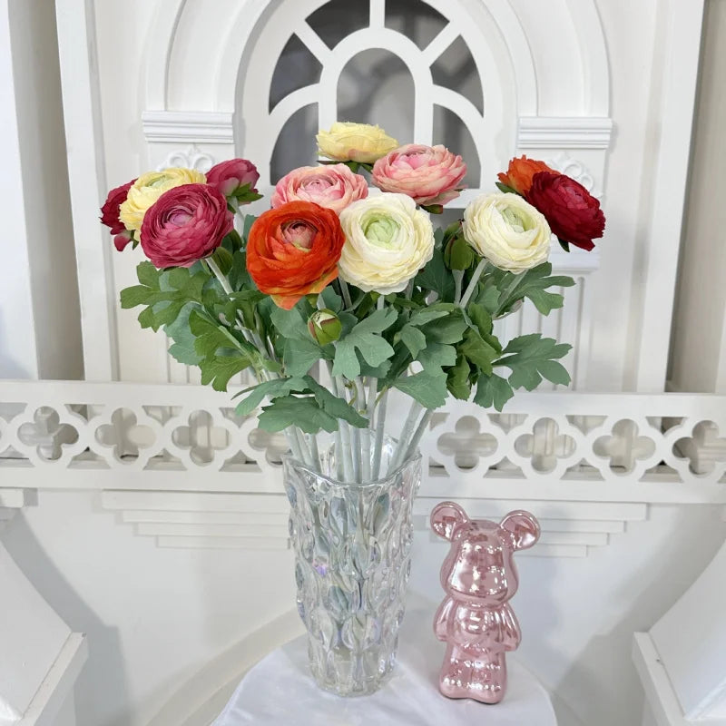 Artificial Ranunculus Flower Branch – 2-Head Silk Rose, 50cm Artificial Flower Branch Axl