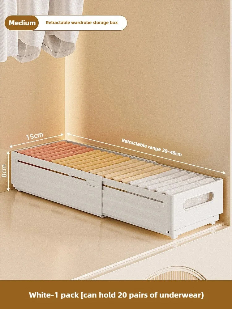 Adjustable Foldable Clothes Storage Box & Closet Organizer Closet Storage Organizer Axl 1PC White-M