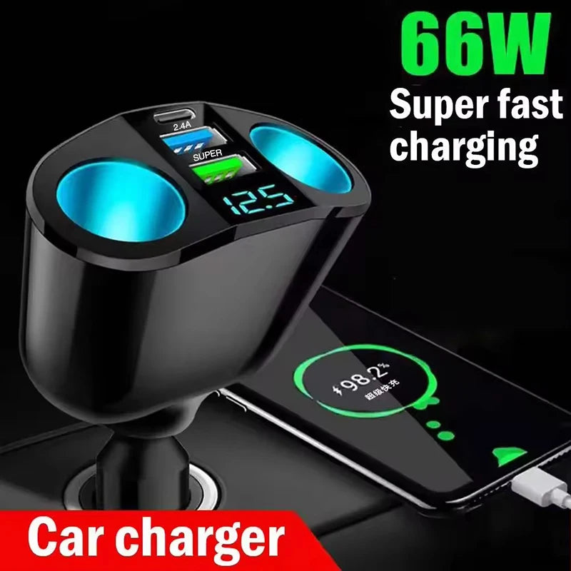 Dual-Port Car Charger Digital Display – QC3.0 & PD 20W Car Charger Adapter Axl