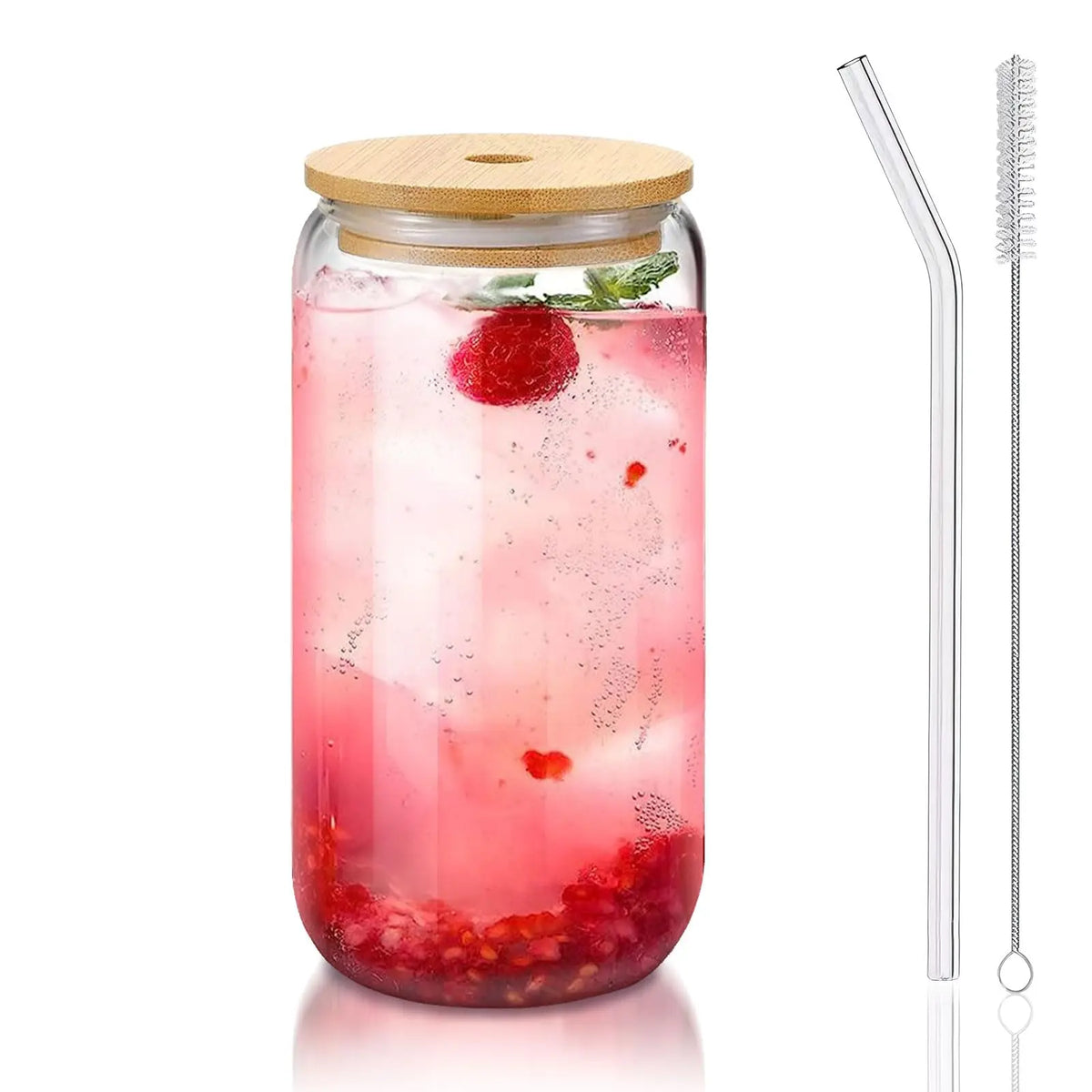 KEMORELA 470ml Glass Cup with Lid & Straw | Bubble Tea Mug Glass Drinkware Set Axl 1PCS 470ML