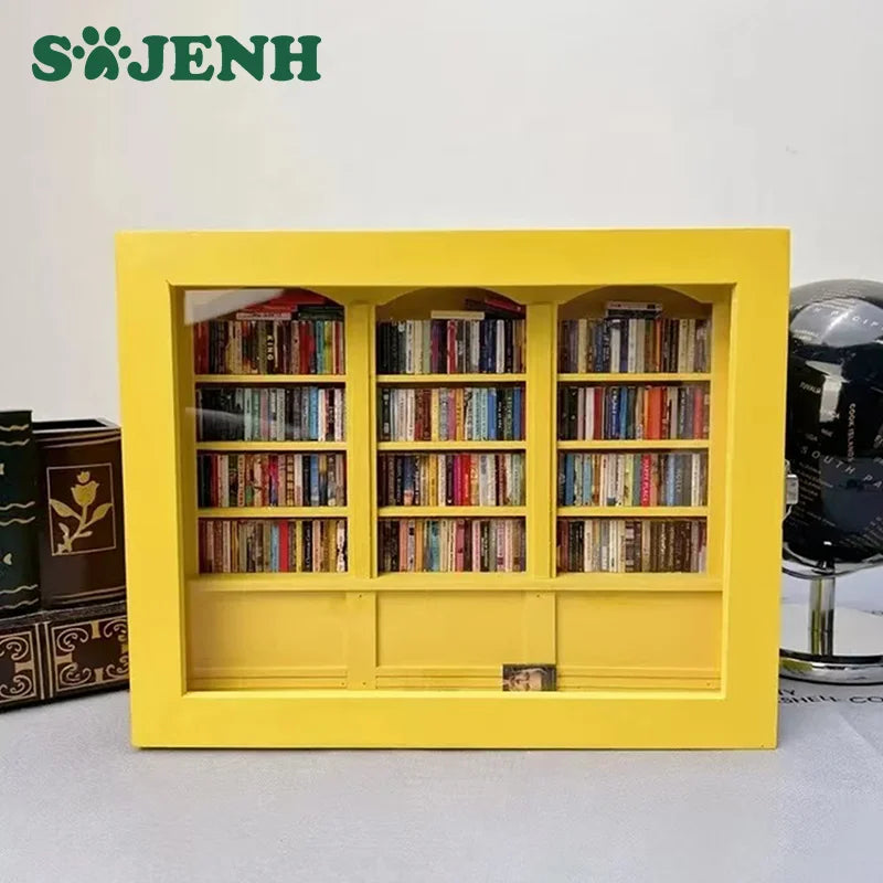 Miniature Wooden Bookshelf Ornament with 200 Mini Books Miniature Bookshelf Ornament Axl