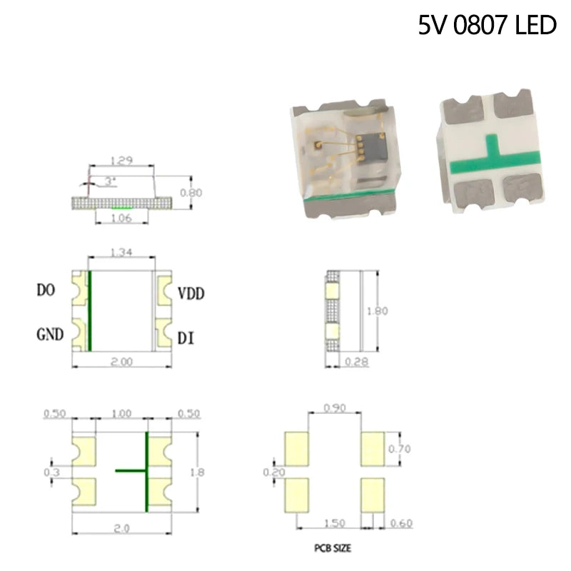 WS2812B 5V Addressable RGB LED SMD Chips – Full Color Pixel Addressable LED Chip Axl