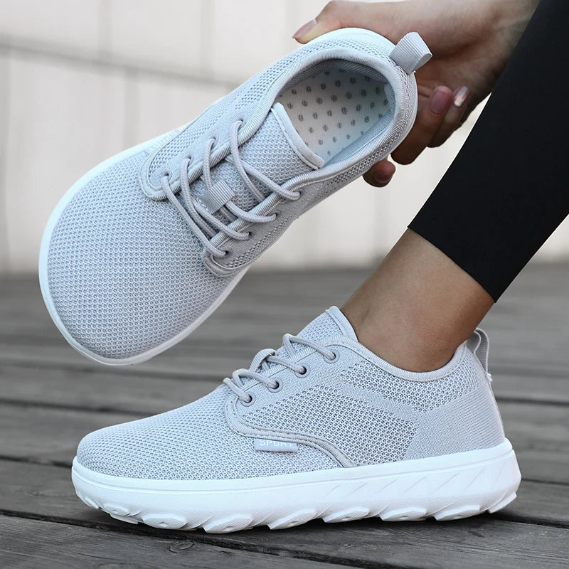 AZGB Wide Toe Barefoot Sneakers – Breathable Mesh Walking Shoes Walking Sneakers Axl GRAY 46