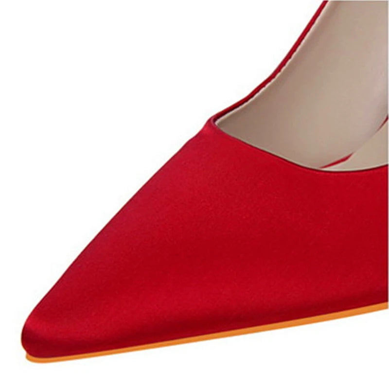 Women's Pointed Toe High Heel Pumps | 10cm Silk Wedding Shoes Women's High Heel Pumps Axl