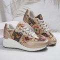 Women's Bohemian Wedge Platform Sneakers | Geometric Pattern Wedge Platform Sneakers Axl Gold 36