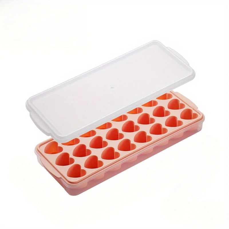 24-Grid Heart Shape Silicone Ice Cube Tray | Ice Ball Maker Silicone Ice Cube Tray Axl 24 Grids Pink