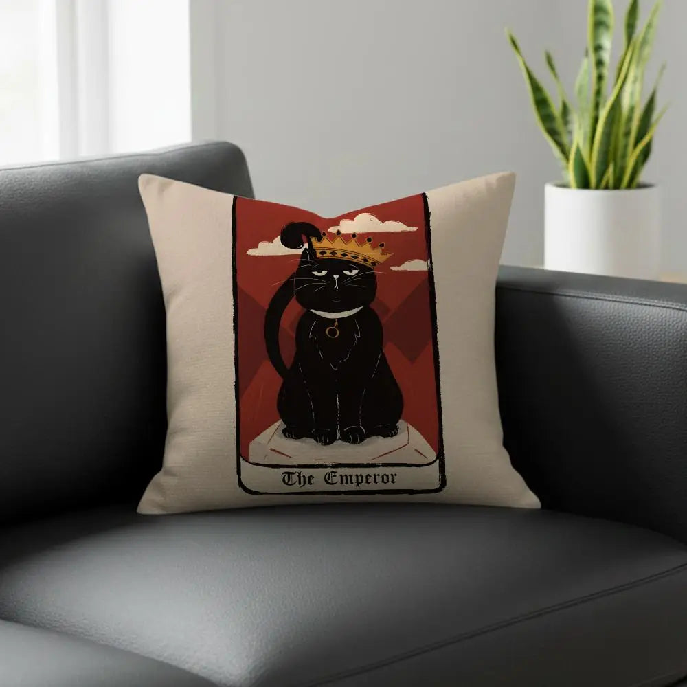Tarot Cat Linen Cushion Cover – Sofa, Bed & Chair Décor Linen Cushion Cover Axl White1 60X60cm