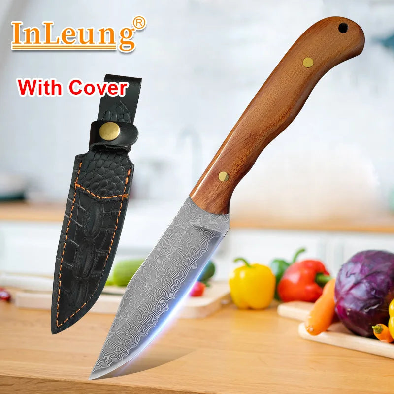 Damascus Steel Kitchen Knife | Sharp Wood Handle – InLeung Damascus Kitchen Knife Axl