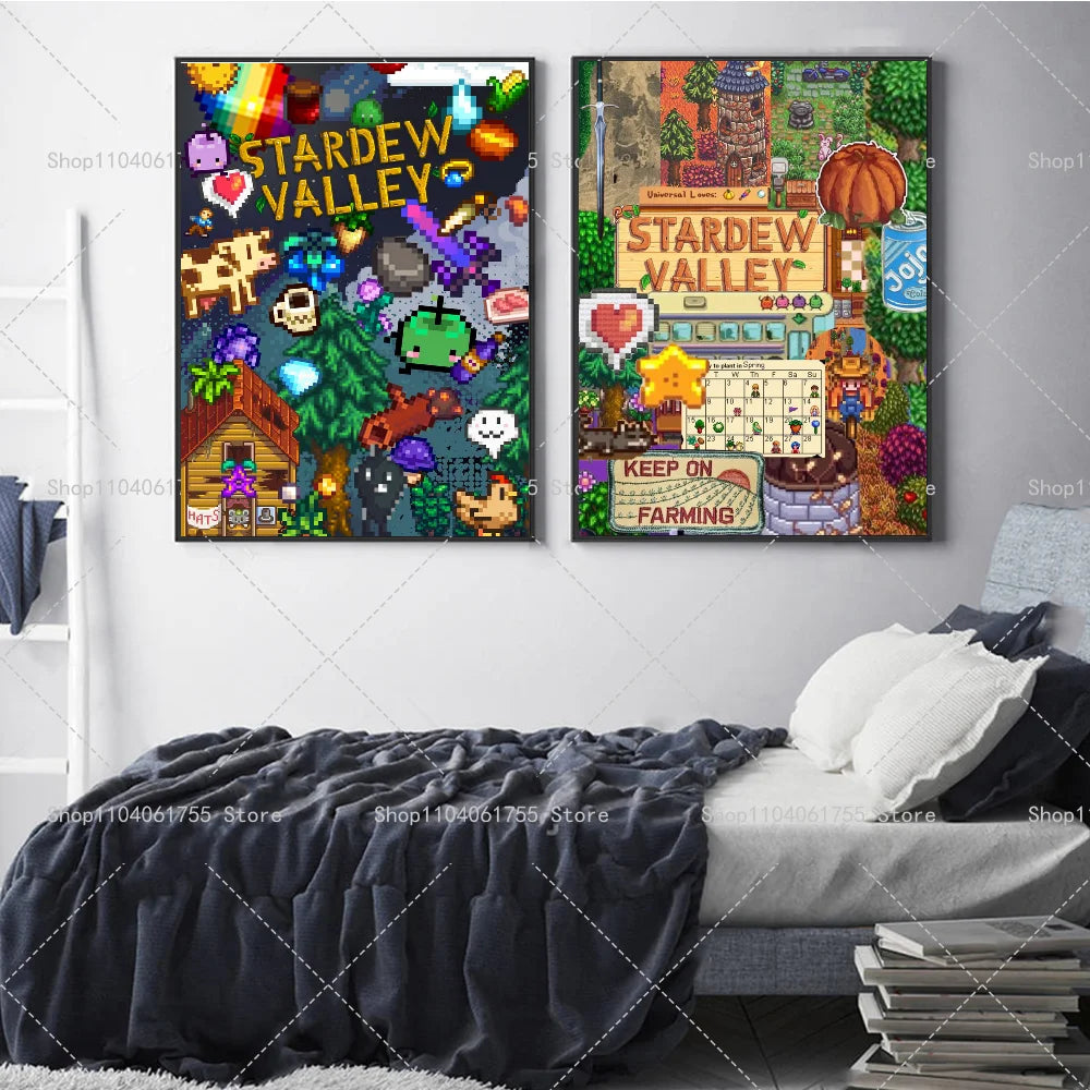 Stardew Valley Game Poster – Self-Adhesive Waterproof Wall Art Wall Art Poster Axl