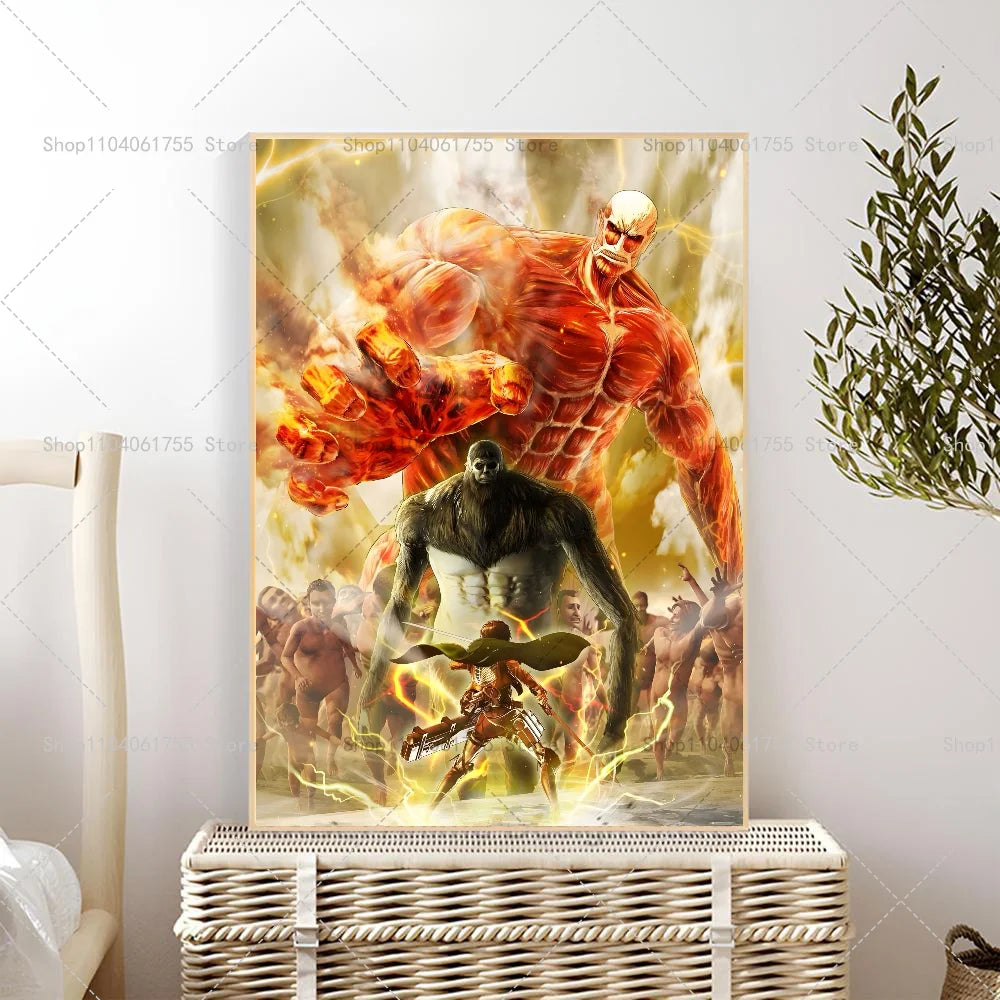 Attack on Titan Anime Wall Poster – Self-Adhesive Waterproof Art Anime Wall Poster Axl z5 40x60cm No Frame