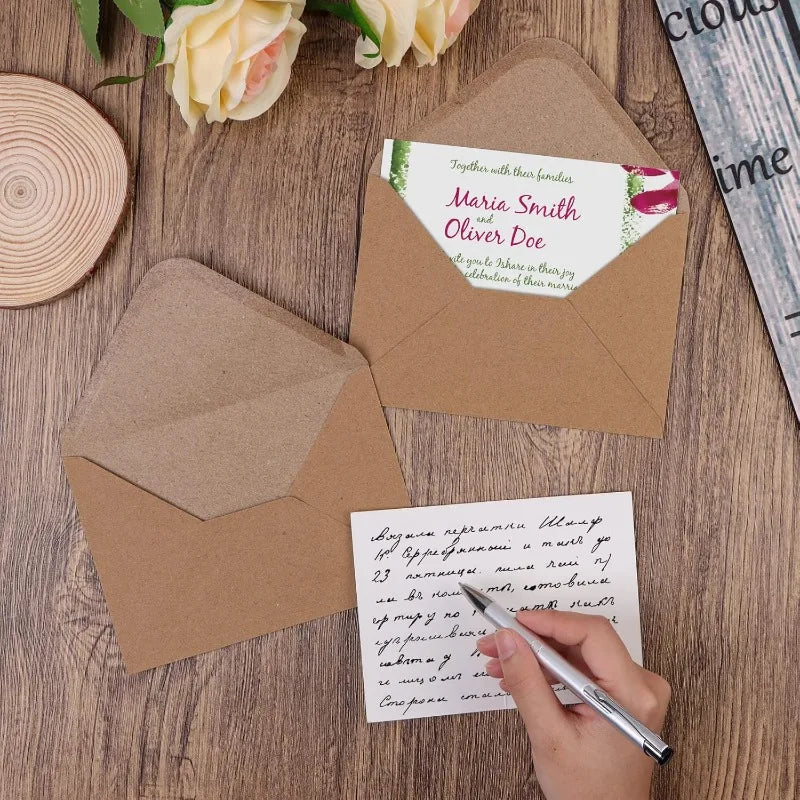 100 Kraft Mini Window Envelopes – Wedding & Gift Cards Kraft Paper Envelopes Axl