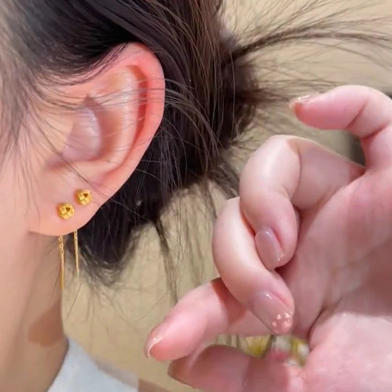 Golden Ruyi Drop Earrings – Light Luxury Metal Jewelry Drop Earrings Axl