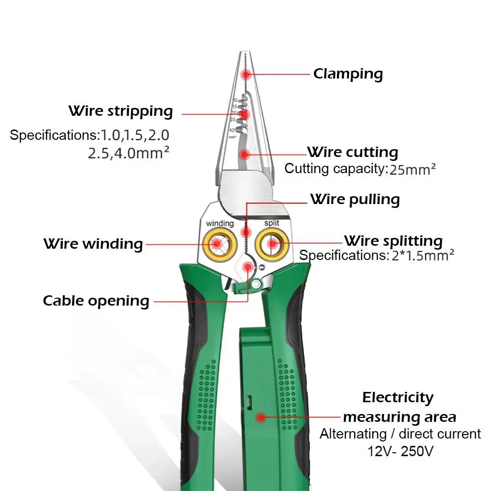 KITPIPI 8-in-1 Wire Stripper Crimping Cutting Plier Tool Wire Stripper Plier Axl