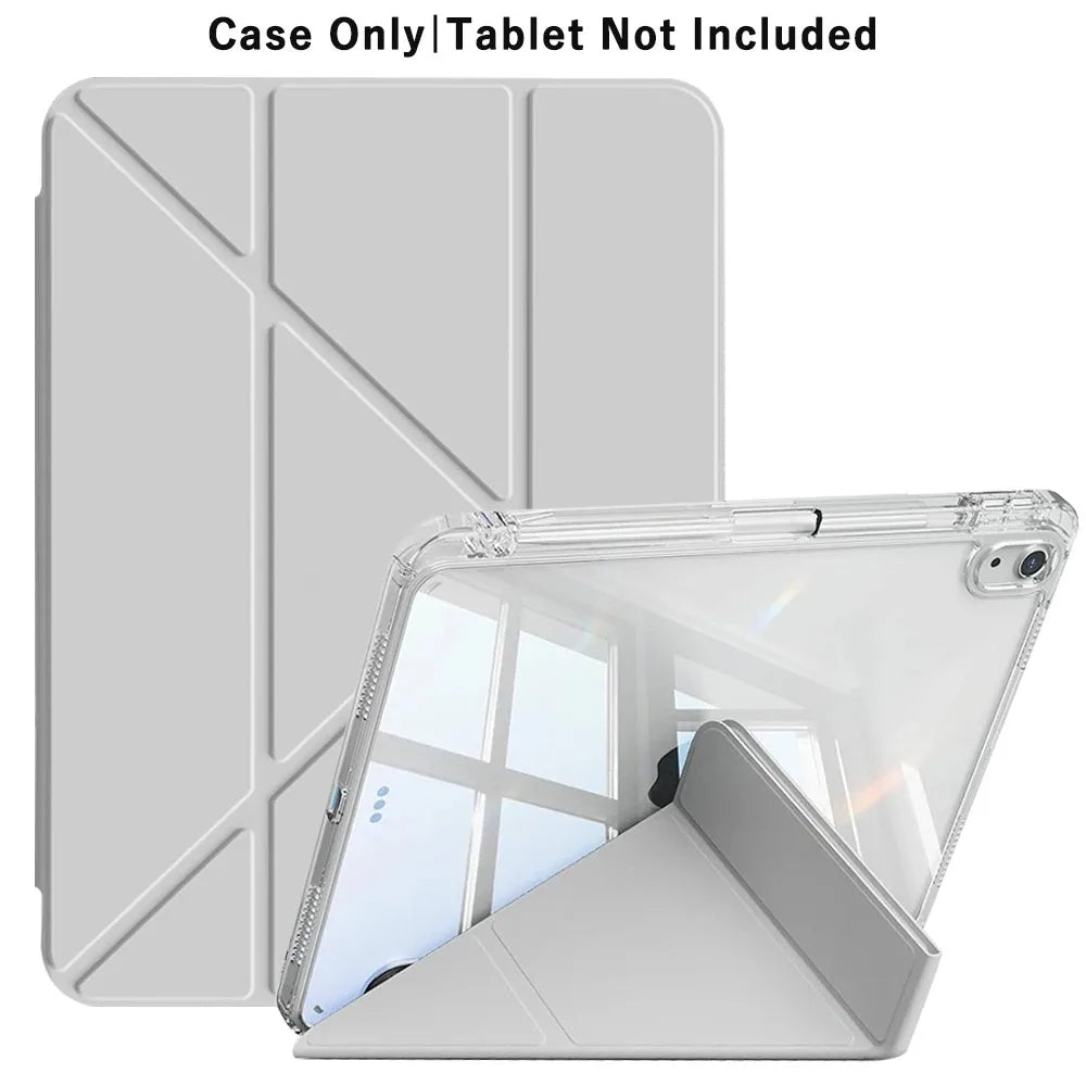 Y-Fold iPad Case with Pencil Holder – Air 11" M3 M2 10th 11th Gen Tablet Case Axl GRAY iPad A19 12th 2026